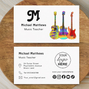 Gitarrenmusik Lehrer Musiker Logo Soziale Medien Visitenkarte