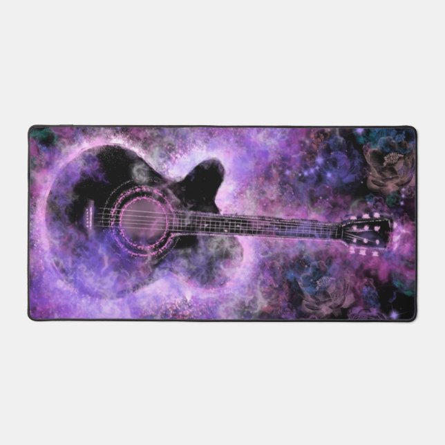 Gitarrenmusik Lila Schreibtischunterlage (Vorderseite)