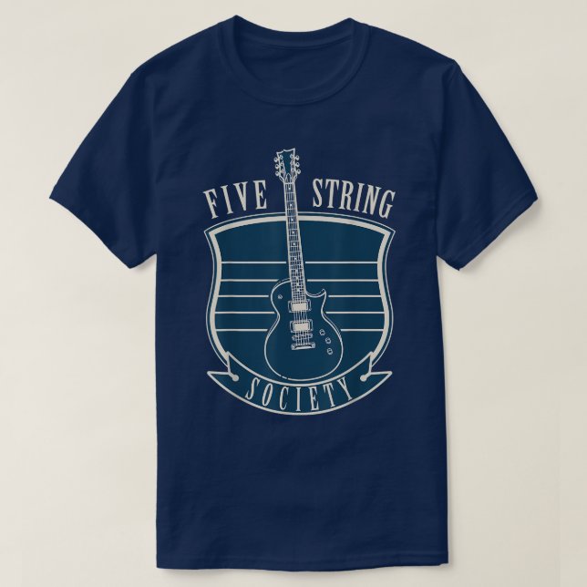 Gitarrenmusik Lover Five Strings Society T-Shirt (Design vorne)