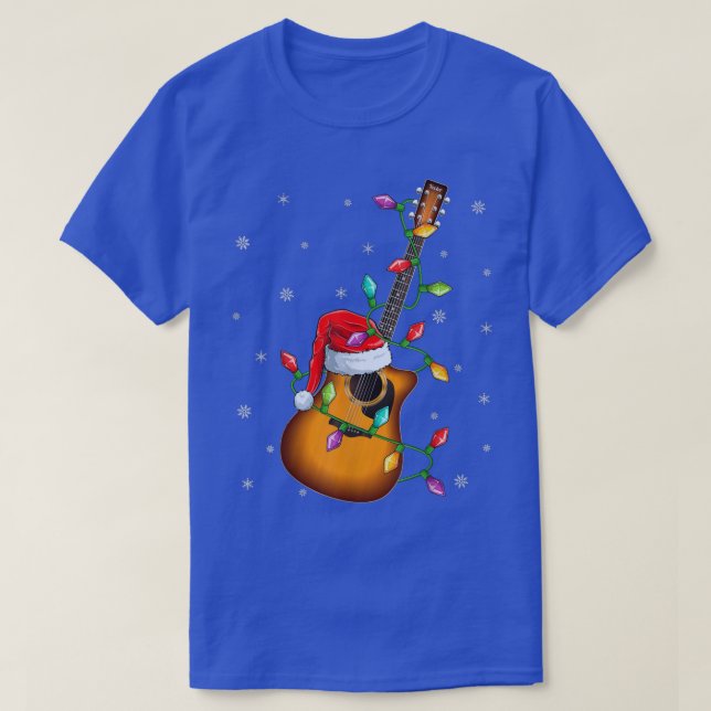 Gitarrenmusik Lover Xmas Lights Santa Gitarre Chri T-Shirt (Design vorne)