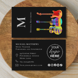 Gitarrenmusik Tutor Musiker Logo Soziale Medien Visitenkarte
