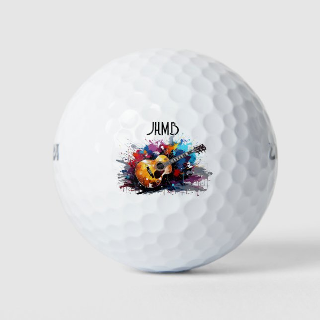 Gitarrenmusiker-Logo-Monogramm-Kunst Golfball (Vorderseite)