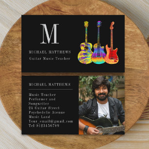 Gitarrenmusiklehrer Berufsmusiker Foto Visitenkarte