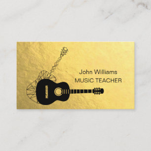 Gitarrenmusiklehrer DJ Musician Geometric Gold Visitenkarte