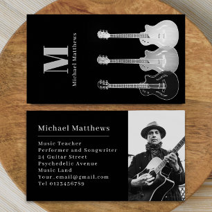 Gitarrenmusiklehrer professioneller Musiker Foto Visitenkarte