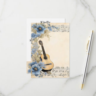 Gitarrenmusiknoten Blumen RSVP Karte