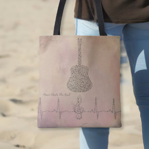 Gitarrenmusiknoten mit Herzschlag Tasche