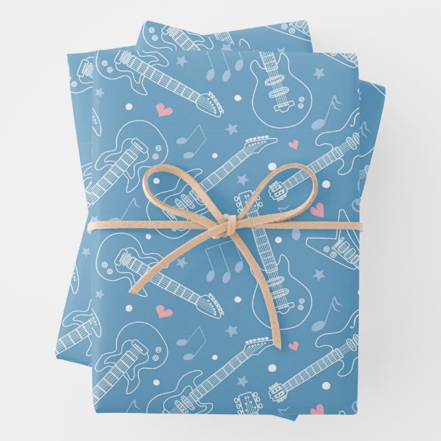 Gitarrenmuster Geschenkpapier Set (Beispiel)
