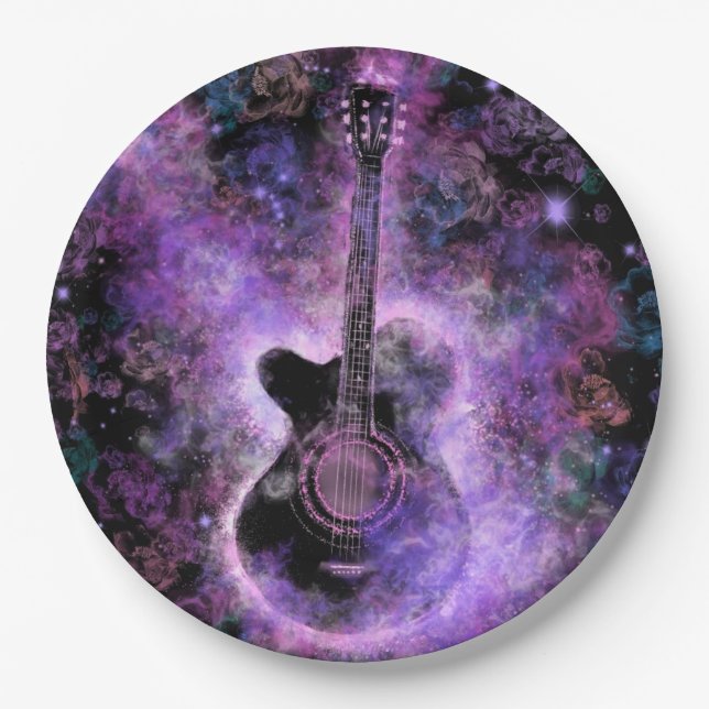 Gitarrenpapier Tellers Music Party Pappteller (Vorderseite)