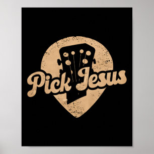 Gitarrenplättchen Jesus Musik Pastor Frohe Ostern Poster