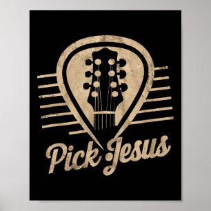Gitarrenplättchen Jesus Musik Pastor Frohe Ostern Poster