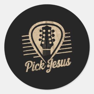 Gitarrenplättchen Jesus Musik Pastor Frohe Ostern  Runder Aufkleber