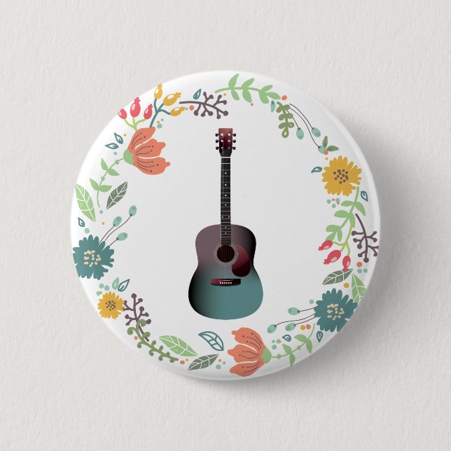 Gitarrenring Blume Button (Vorderseite)
