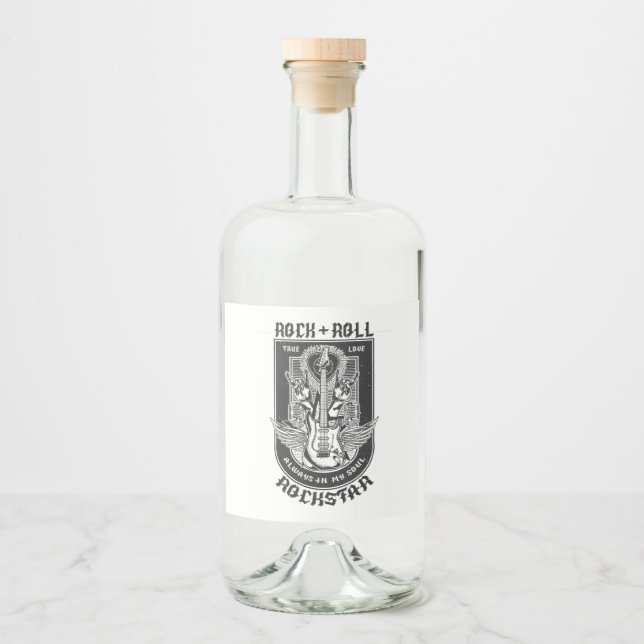 Gitarrenrock-Design Alkoholflaschenetikett (Vorderseite)