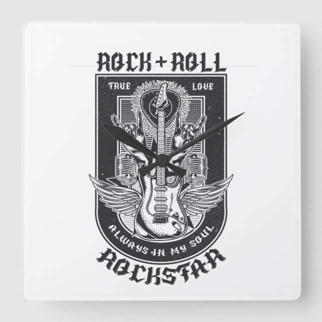 Gitarrenrock-Design Quadratische Wanduhr (Vorderseite)
