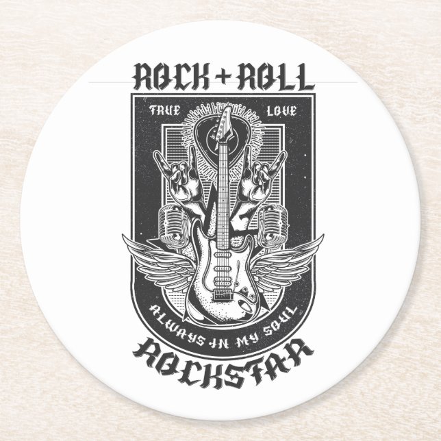 Gitarrenrock-Design Runder Pappuntersetzer (Vorderseite)