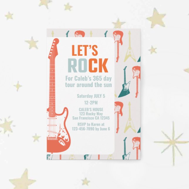 Gitarrenrock und Roll Music Rockstar Erstgeburtsta Einladung (Von Creator hochgeladen)