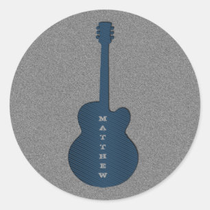Gitarrenrundkleber gestreift, dunkelblau runder aufkleber