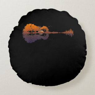 Gitarrensee Shadow Liebe Gitarre - Musikfans Rundes Kissen