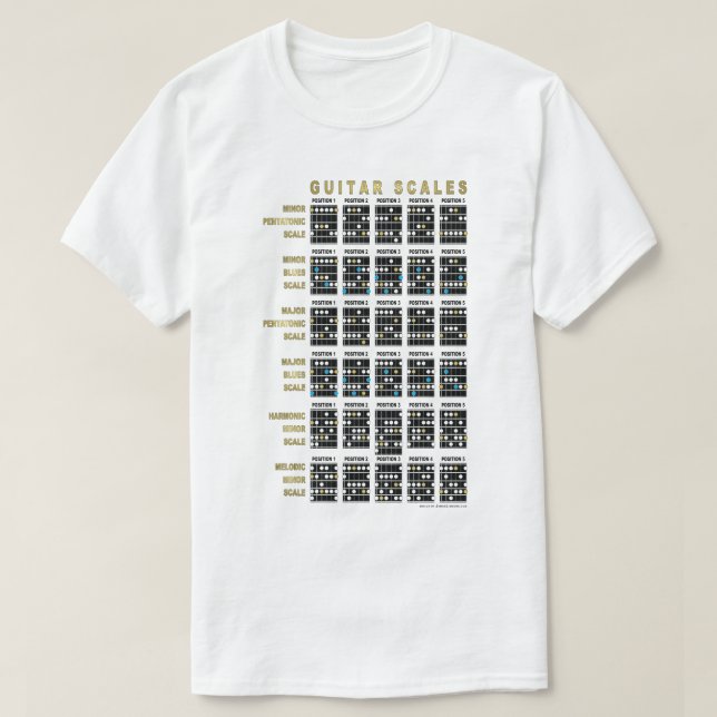Gitarrenskala vorne und hinten T-Shirt (Design vorne)
