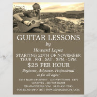 Gitarrenspieler, Gitarrenunterricht Flyer für Werb