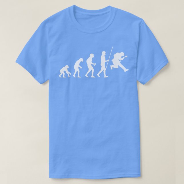 Gitarrenspieler Musiker Jumping Gitarrist Evolutio T-Shirt (Design vorne)