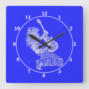 Gitarrenspieler - Rock'n'Roll Quadratische Wanduhr