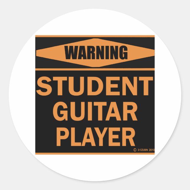 Gitarrenspieler Runder Aufkleber (Vorderseite)