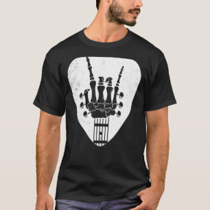 Gitarrenspieler tee Skeleton Rock Hand Pose gemisc