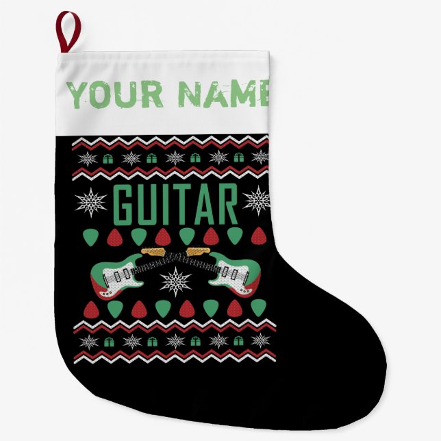 Gitarrenspieler Ugge Christmas Sweater Style Großer Weihnachtsstrumpf (Vorderseite)