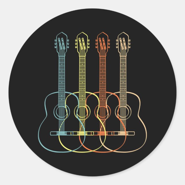 Gitarrenspieler und Musiker Runder Aufkleber (Vorderseite)