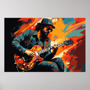 Gitarrenspielermusik Malerei Abstrakter Art Deco Poster