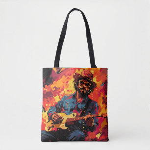 Gitarrenspielermusik Malerei Abstrakter Art Deco Tasche