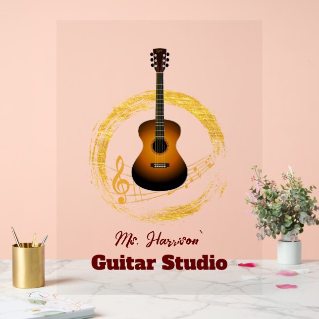 Gitarrenstudio Elegantes transparentes Akryllische Acrylschild (Hochzeit)