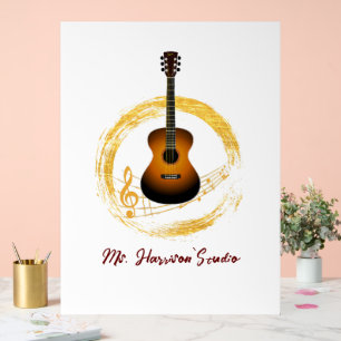 Gitarrenstudio Elegantes weißes Akryllisches Zeich Acrylschild