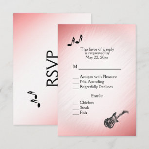 Gitarrenthema Pink Blush UAWG mit Menüauswahl RSVP Karte