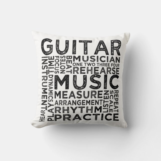Gitarrentypografie Kissen (Vorderseite)