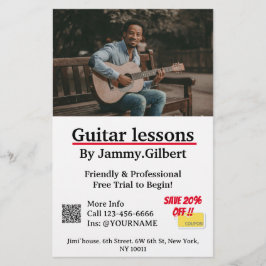 Gitarrenunterricht Flyer Zweiseitige Druckausgabe