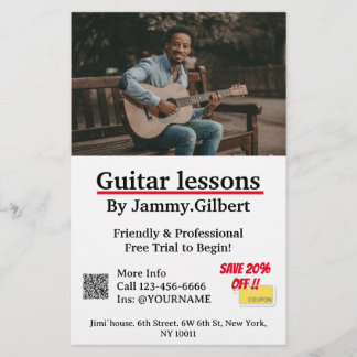 Gitarrenunterricht Flyer Zweiseitige Druckausgabe