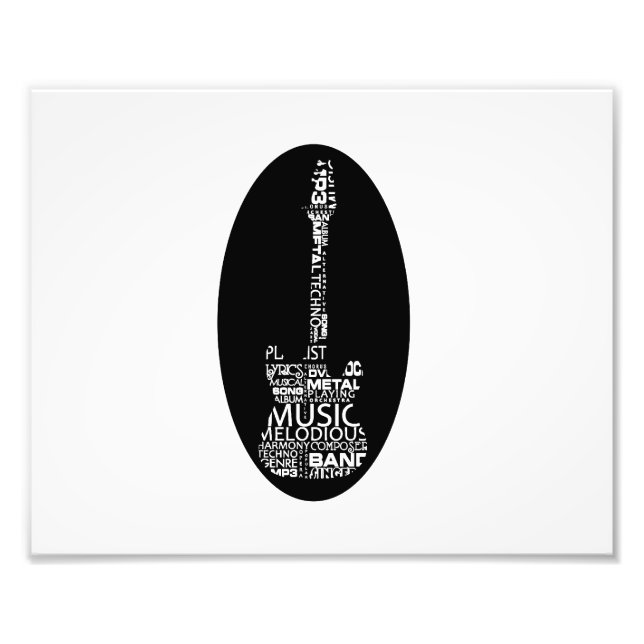 Gitarrenwort füllen weiß auf schwarz music image.p fotodruck (Vorne)