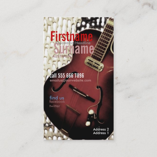 Gitarrenzeitschrift Stil mit Logo-Visitenkarte Visitenkarte (Vorderseite)