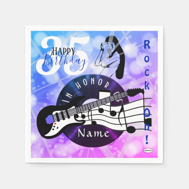 Gitarrist Birthday Theme Napkin HAMbWG Serviette (Vorderseite)