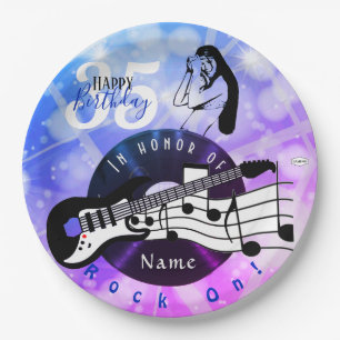 Gitarrist Birthday Theme Paper Plate HAMbWG Pappteller