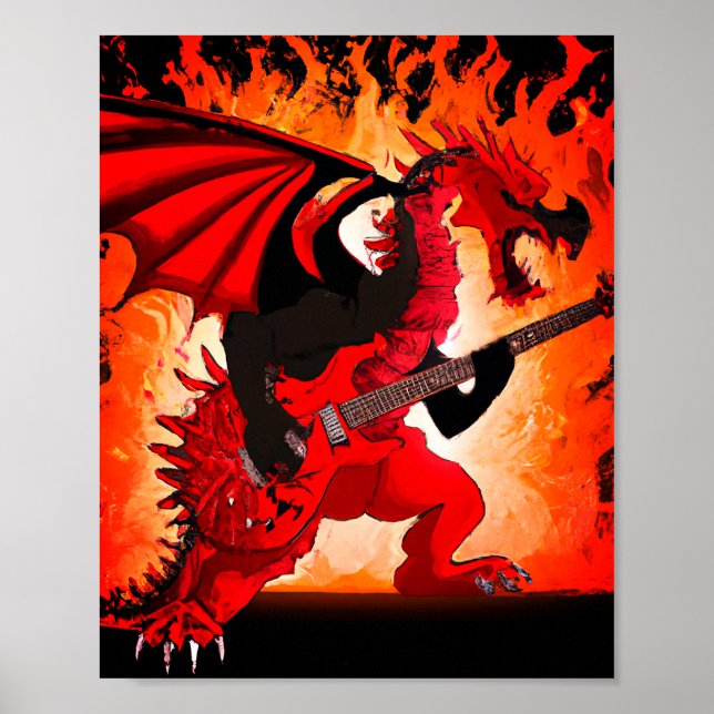 Gitarrist Dragon Wall Art Poster (Vorne)