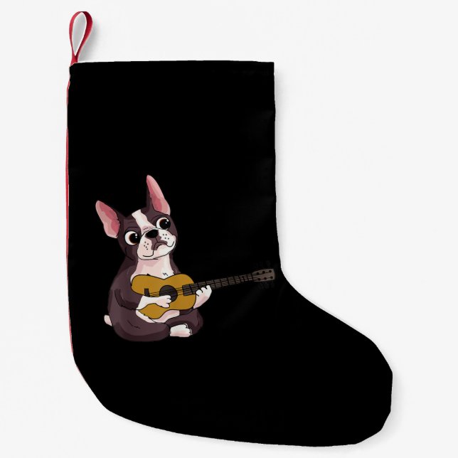 Gitarrist Frenchie Bulldog-Geschenk Kleiner Weihnachtsstrumpf (Vorderseite)
