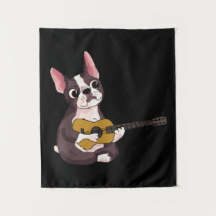 Gitarrist Frenchie Bulldog Wandteppich