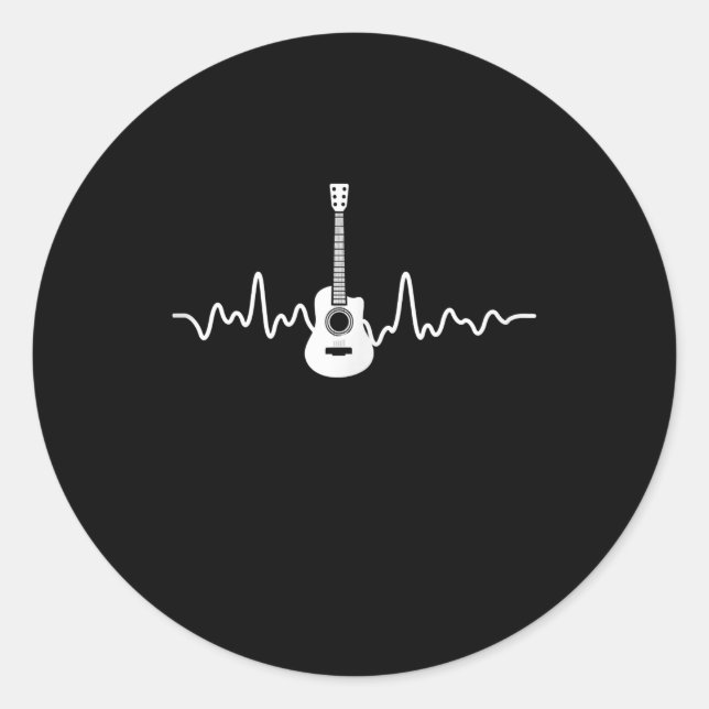 Gitarrist Gitarre Heartbeat Musiker Runder Aufkleber (Vorderseite)