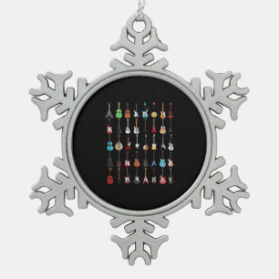 Gitarrist Gitarre Musical Instrument Rock and Roll Schneeflocken Zinn-Ornament