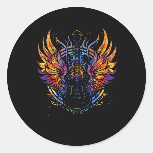 Gitarrist Gitarrist Colorful Runder Aufkleber (Vorderseite)