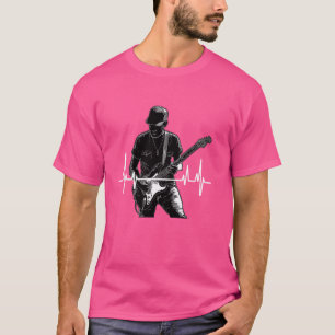 Gitarrist Heartbeat EKG Line Frequenz Gitarre musi T-Shirt